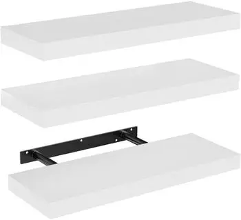LuxusKollektion Schweberegal 3er-Set, MDF, wei&szlig;, 40cm