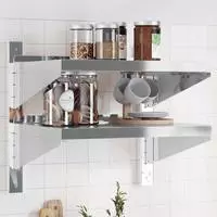 vidaXL Wandregal mit 2 B&ouml;den 50x40x48 cm Silbern Edelstahl