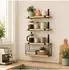 Relaxdays Wandregal 3er-Set, hellbraun, Holzwerkstoff/Metall, 40x15x15cm