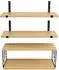 Relaxdays Wandregal 3er-Set, hellbraun, Holzwerkstoff/Metall, 40x15x15cm