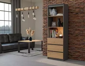 RAUMHIRSCH OLIMP Bücherregal 3 Schubladen, 3 Fächer, 60x180x35cm, anthrazit (800001522700)