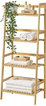 en.casa Vinje Leiterregal Bambus 4 Ebenen 48x32x123cm