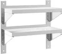 vidaXL Wandregal mit 2 B&ouml;den 50x23,5x48 cm Silbern Edelstahl