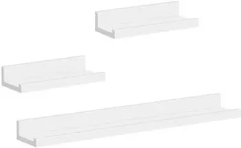 Woltu Wandregal mit Rand, MDF, wei&szlig;, 3er-Set (RG9491ws2)