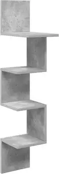 vidaXL Wandregal mit Wandhalterung betongrau 32x21x107cm