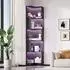 OKWISH Eckbücherregal L-Form MDF schwarz 63,5x45x175cm mit LED-Lichtleiste App-Steuerung