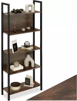 TecTake Westport Standregal 5 Ebenen, Industrial Holz dunkel, 62x24x165,5cm