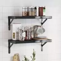 vidaXL Wandregale 2 Stk. 50x23,5 cm Schwarz Edelstahl