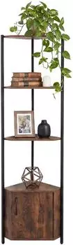 Relaxdays Eckregal 5 Ebenen mit Schrank, braun/schwarz (44,5x147x30cm)