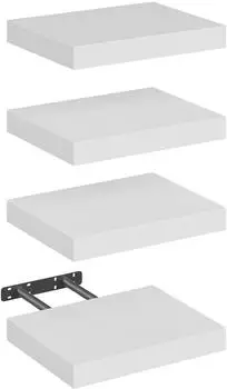 Woltu Wandregal Schweberegal wei&szlig;, MDF, 30x22,9x3,8cm, 4er-Set (RG9371ws-4)