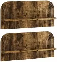 vidaXL Wandregal 2 stk. R&auml;uchereiche 80.5 x 13.5 x 37.5 cm