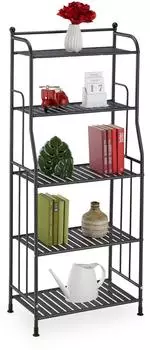 Relaxdays Standregal 5 Ablagen, Metall, schwarz (56x133x28cm)