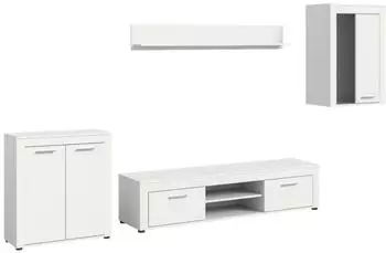 ebuy24 Jam Wohnwand J23 System, wei&szlig;, 4-tlg. (61-X8BA9W05)