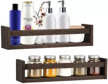 Mein-Regal Wandregal Alma 2-tlg. Set, dunkelbraun, Holz (42x10cm)