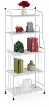 Relaxdays Standregal 5 Ablagen, Metall, wei&szlig; (56x133x28cm)