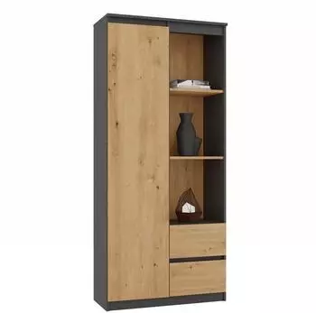 RAUMHIRSCH Bily Bücherregal 7 Fächer, 2 Schubladen, 80x180x35cm, anthrazit (800001522735)
