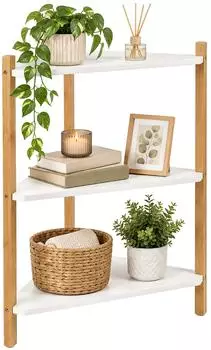 Relaxdays Eckregal Standregal, wei&szlig;, Holzwerkstoff, 46x60x25cm