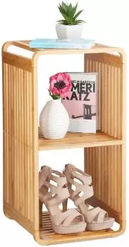 Relaxdays Badregal, Bambus, quadratisch, 33x64,7x33cm