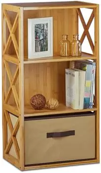 Relaxdays Badregal Bambus mit Korb, 3 Ablagen, faltbar, 80x42x29cm (10020273)