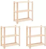 vidaXL Lagerregale 3 B&ouml;den 3 Stk. 80x38x90cm Massivholz Kiefer 150kg