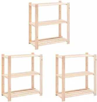 vidaXL Lagerregal 3-lagig, 3er-Set, 80x38x90cm, Kiefernholz massiv, 150kg