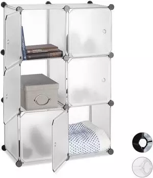 Relaxdays Regalsystem 6 T&uuml;ren, DIY Cubes, Kunststoff, transparent, 98x66x32cm (10024514_50)
