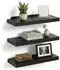 Relaxdays Wandregal 3er Set, Holzoptik, Metall, schwarz, 50x23x4cm