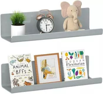 LuxusKollektion Schweberegal 2er-Set, Kunststoff, grau, 30x10x8cm