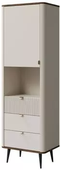 Mirjan24 Marly 04 Regal 1 Dreht&uuml;r, 3 Schubladen, Metallbeine, Kaschmir/Nuss (3S1D REG 4)