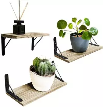 Mein-Regal Wandregal Sam 3er-Set, Holz, natur, 3 Gr&ouml;&szlig;en (29/36/42x15x14cm)