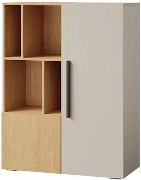 Mirjan24 Lorin 2D LO06 Regal mit 2 Dreht&uuml;ren, Kaschmir/Eiche, 91x118x40cm (800001816909)