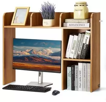 VEVOR Schreibtisch-B&uuml;cherregal 2-stufig, Spanplatte, 94,5x24,1x73,4cm