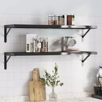vidaXL Wandregale 2 Stk. 100x30cm schwarz Edelstahl (30288)
