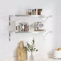 vidaXL Wandregale 2 Stk. 75x30 cm Silbern Edelstahl