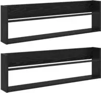 vidaXL Magazinregal 2 Stk. Schwarz Eichen-Optik 100 x 12 x 30 cm