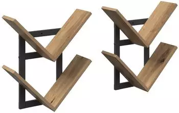 vidaXL Wandregal schwebend Holzwerkstoff Eiche Handwerk, 2er-Set