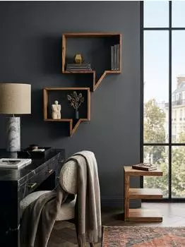 KADIMA DESIGN Mumbai Wandregal 2er-Set, Akazie Massivholz, 50x13x49cm