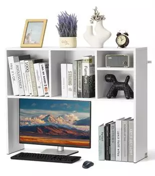 VEVOR Schreibtisch-B&uuml;cherregal 1-stufig, Spanplatte, wei&szlig;, 94x24x73cm