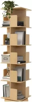 ML-Design Drehbares B&uuml;cherregal 5 Ebenen, 360&deg;, Eiche-Holzoptik, 40x155x40cm