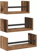 vidaXL Wandregal-Set 3 stk. Altholz 40x16x14cm Holzwerkstoff
