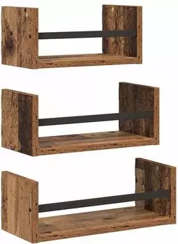 vidaXL Wandregal-Set 3-tlg. Altholz 40x16x14cm (882787)