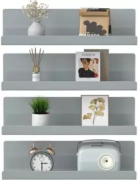 LuxusKollektion Schweberegale Bilderleiste Kunststoff grau 30x10x8cm 4er-Set
