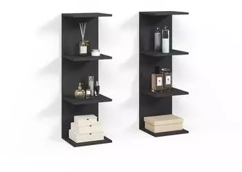 Livinity Vesuvio Wandregal 4 F&auml;cher, schwarz, 30x95cm, 2er-Set (800001620206)