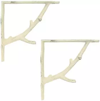 vidaXL Wandregalhalterungen 2 Stk., antik wei&szlig;, 21,5x21,5x3,5cm