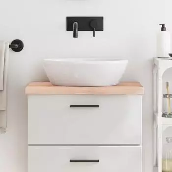 vidaXL Badezimmer-Waschtischplatte, Massivholz unbehandelt, 60x30x(2-4)cm
