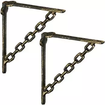 Relaxdays Regalwinkel Gusseisen, Ketten-Motiv, 2er Set, bronze (10032086_490)