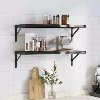 vidaXL Wandregale 2 Stk. 75x30cm, schwarz, Edelstahl (30291)