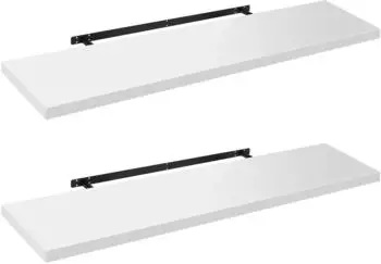 Woltu Schweberegal 2er-Set 110x22,9x3,8cm wei&szlig; hochgl&auml;nzend MDF (RG9483ws-2)