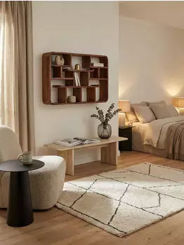 KADIMA DESIGN Wandregal Sheesham Massivholz schwebend 80x55x15cm