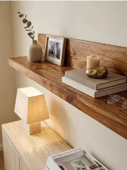 KADIMA DESIGN MUMBAI Wandregal Massivholz Sheesham, dunkelbraun, 60x23x17cm